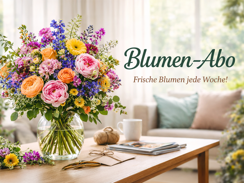 Frau freut sich über frische Blumen aus ihrem Blumenabo